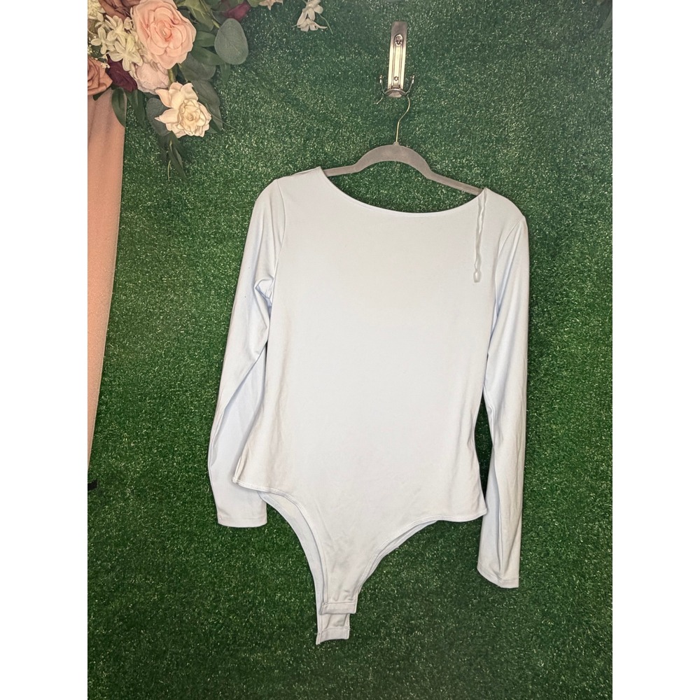 NWOT Arizona Jean Co Light Blue Long Sleeve Scoop Neck Bodysuit Women's XL